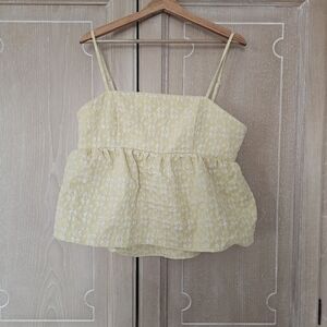 Soly Hux Butter Yellow Embroidered Baby Doll Peplum Tank Top Size XXL